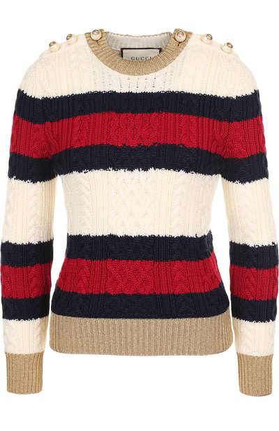 Шерстяной пуловер с металлизированной нитью и декоративными пуговицами GUCCI, арт. 434363/X5D24, фото 1