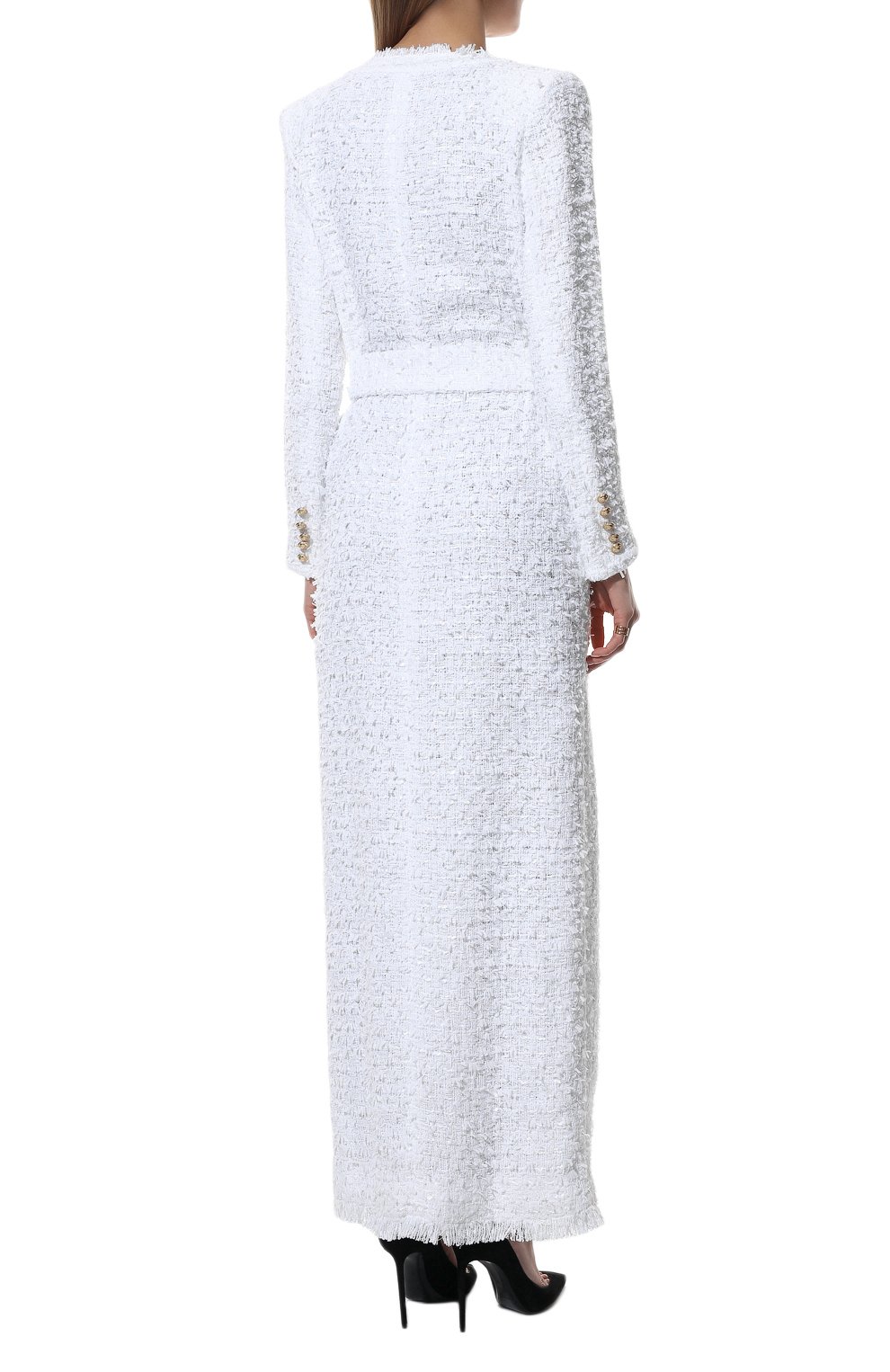 Пальто из хлопка и вискозы BALMAIN белого цвета по цене 322000 руб., арт. XF1UE001/CB76, фото 4 Пальто из хлопка и вискозы BALMAIN, арт. XF1UE001/CB76, фото 4