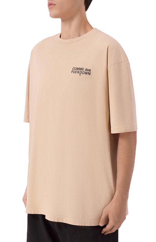 Хлопковая футболка Comme des Fuckdown CFABM01742 Бежевый  CFABM01742 Фото 3