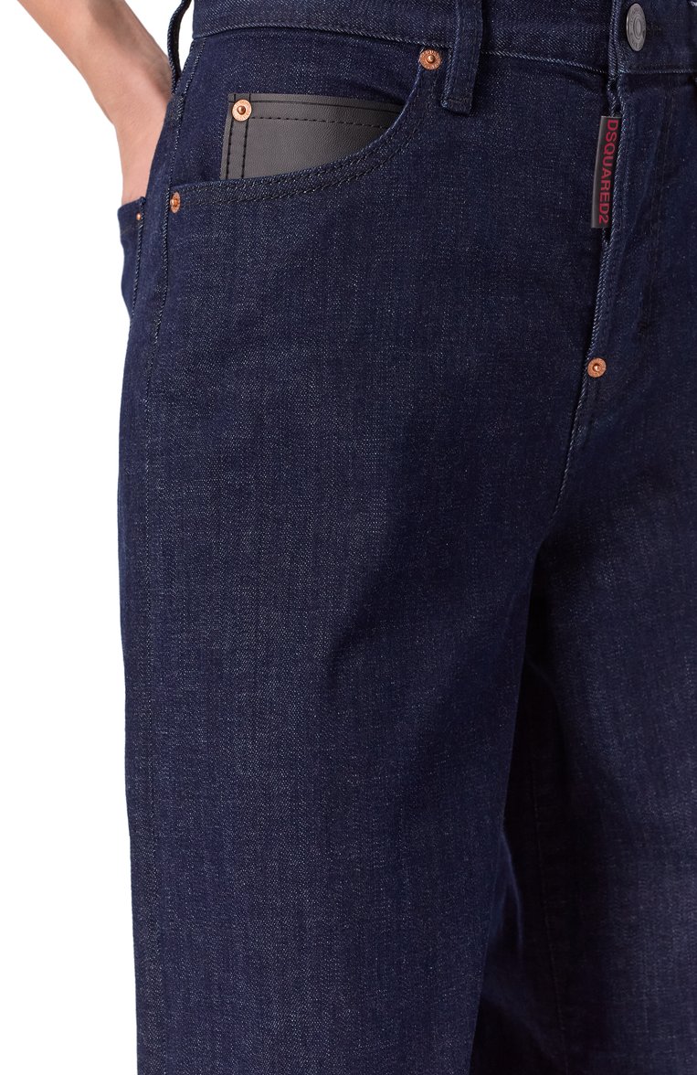 Женские джинсы traveller DSQUARED2 темно-синего цвета, арт. S72LB0861/S30664 | Фото 5 (Длина (брюки, джинсы): Удлиненные; Материал внешний: Хлопок, Деним; Силуэт Ж (брюки и джинсы): Прямые; Стили: Кэжуэл; Кросс-КТ: Деним; Автоматизация ТО: Проставлено; Автоматизация состава: Проставлено)