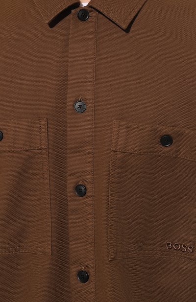 Хлопковая рубашка BOSS ORANGE коричневого цвета по цене 13550 руб., арт. 50483220, фото 5 Хлопковая рубашка BOSS ORANGE, арт. 50483220, фото 5