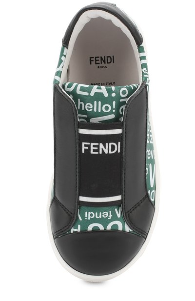 Кожаные кеды с принтом и эластичной вставкой FENDI, арт. JMR075/U6X/28-35, фото 4