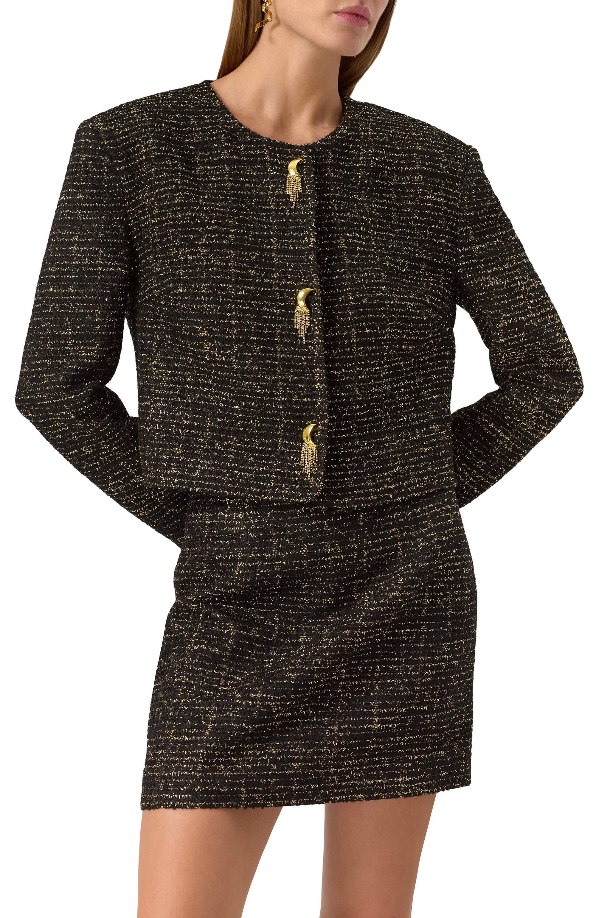 Твидовый жакет BOTROIS черного цвета по цене 17450 руб., арт. SKU5114154395, фото 3 Твидовый жакет BOTROIS, арт. SKU5114154395, фото 3