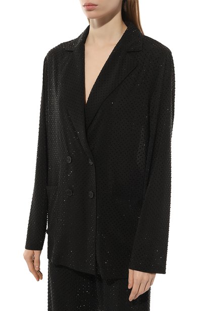 Жакет с отделкой стразами P.A.R.O.S.H. черного цвета по цене 54650 руб., арт. PETAL-D431534, фото 3 Жакет с отделкой стразами P.A.R.O.S.H., арт. PETAL-D431534, фото 3