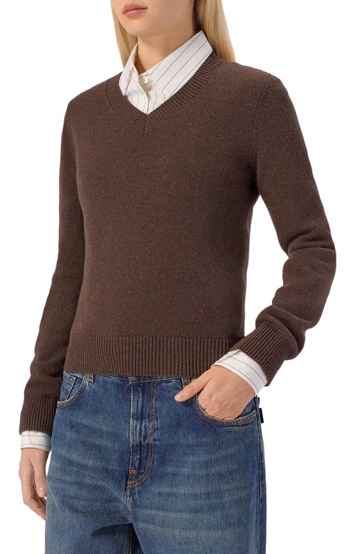 Шерстяной свитер MM6 S62HN0007/M13187 Коричневый  S62HN0007/M13187 Фото 3