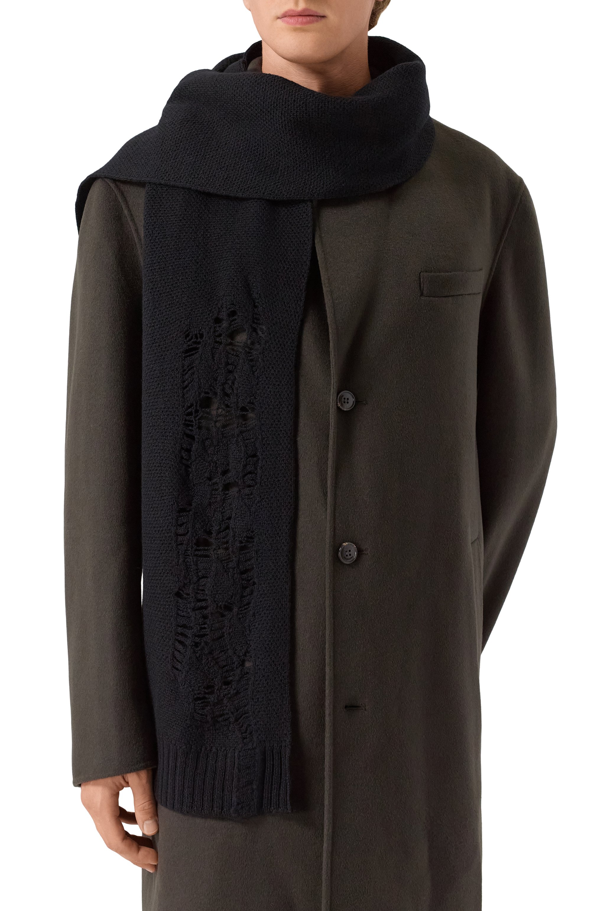 Шерстяной шарф ANN DEMEULEMEESTER, арт. B0013175/KN071, фото 2