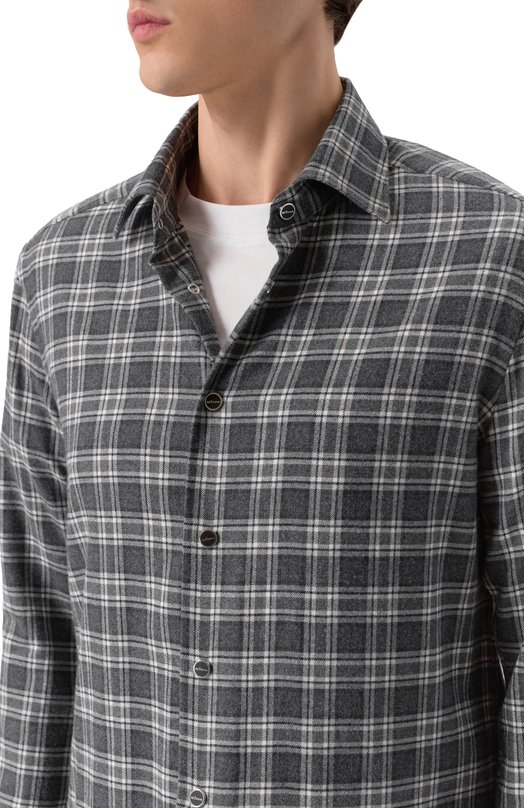 Хлопковая рубашка Kiton UMCNERHH0864712 Серый  UMCNERHH0864712 Фото 5