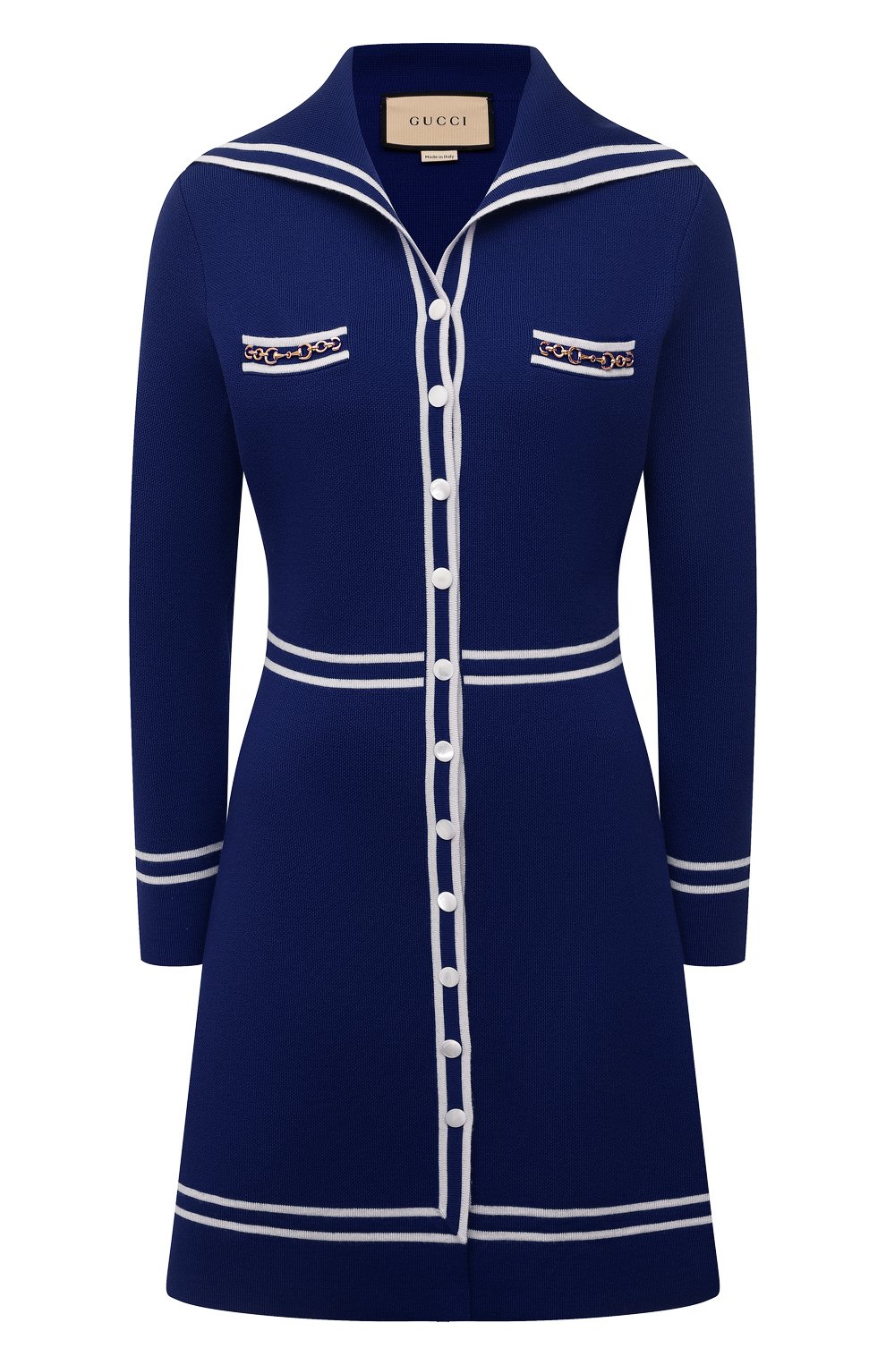 Шерстяное платье GUCCI синего цвета по цене 216000 руб., арт. 644564/XKBNZ, фото 1 Шерстяное платье GUCCI, арт. 644564/XKBNZ, фото 1