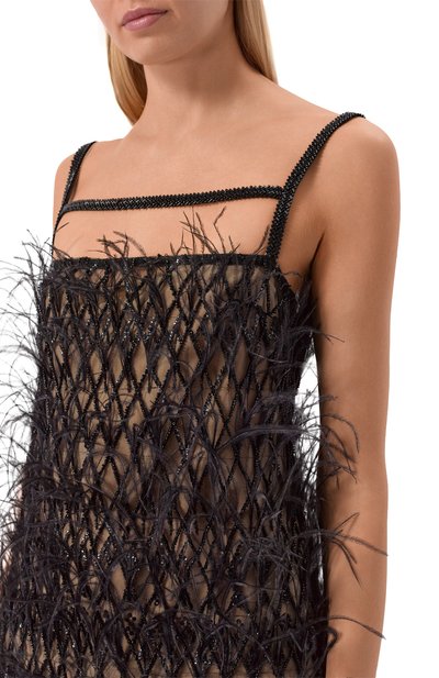 Шелковое платье с отделкой перьями GIULIA GURMAN, арт. D07, фото 5