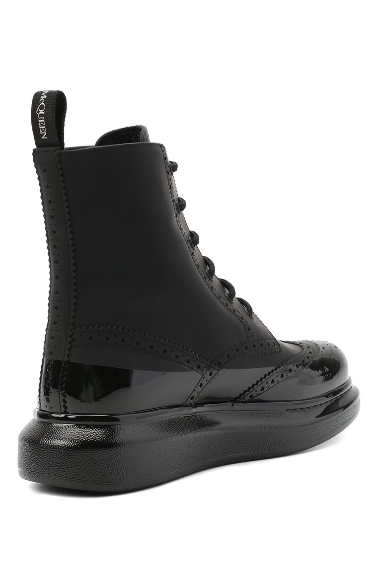 Мужские кожаные ботинки ALEXANDER MCQUEEN черного цвета, арт. 628810/WHYK2 | Фото 4 (Подошва: Массивная; Материал внутренний: Натуральная кожа; Мужское Кросс-КТ: Ботинки-обувь; Материал утеплителя: Без утеплителя; Материал внешний: Натуральная кожа; толщина подошвы: 4,5, 4,7, 5; ширина носка стельки: 8,7, 9, 8,8, 9,3)