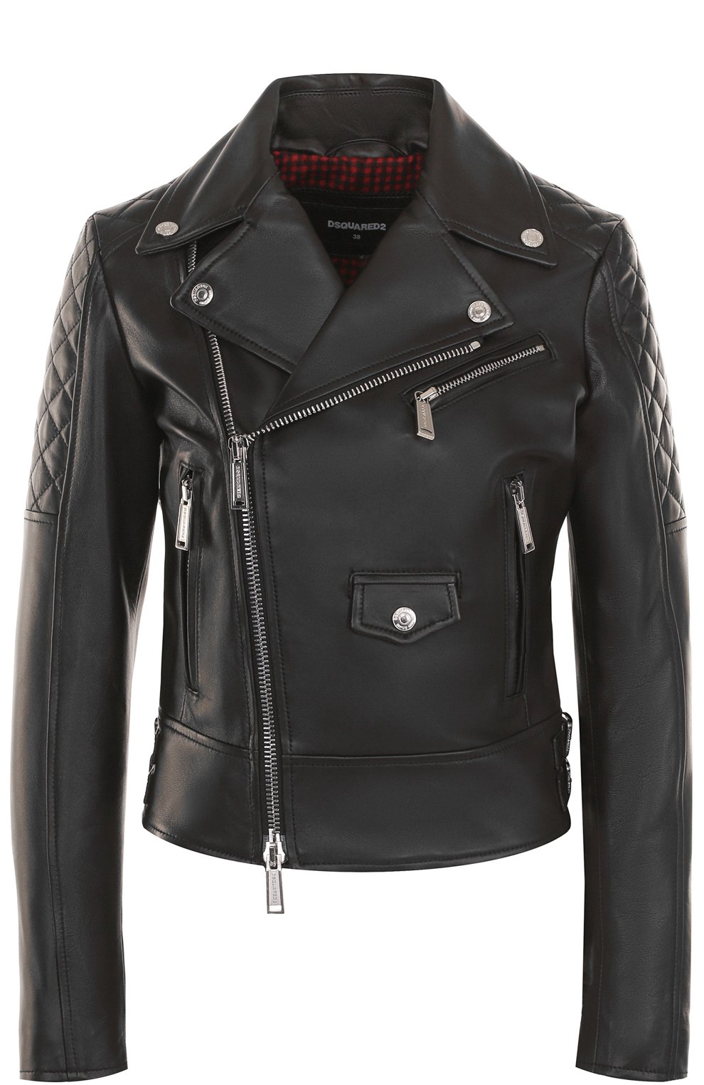 Приталенная кожаная куртка с косой молнией DSQUARED2, арт. S75AM0515/SX8131, фото 1