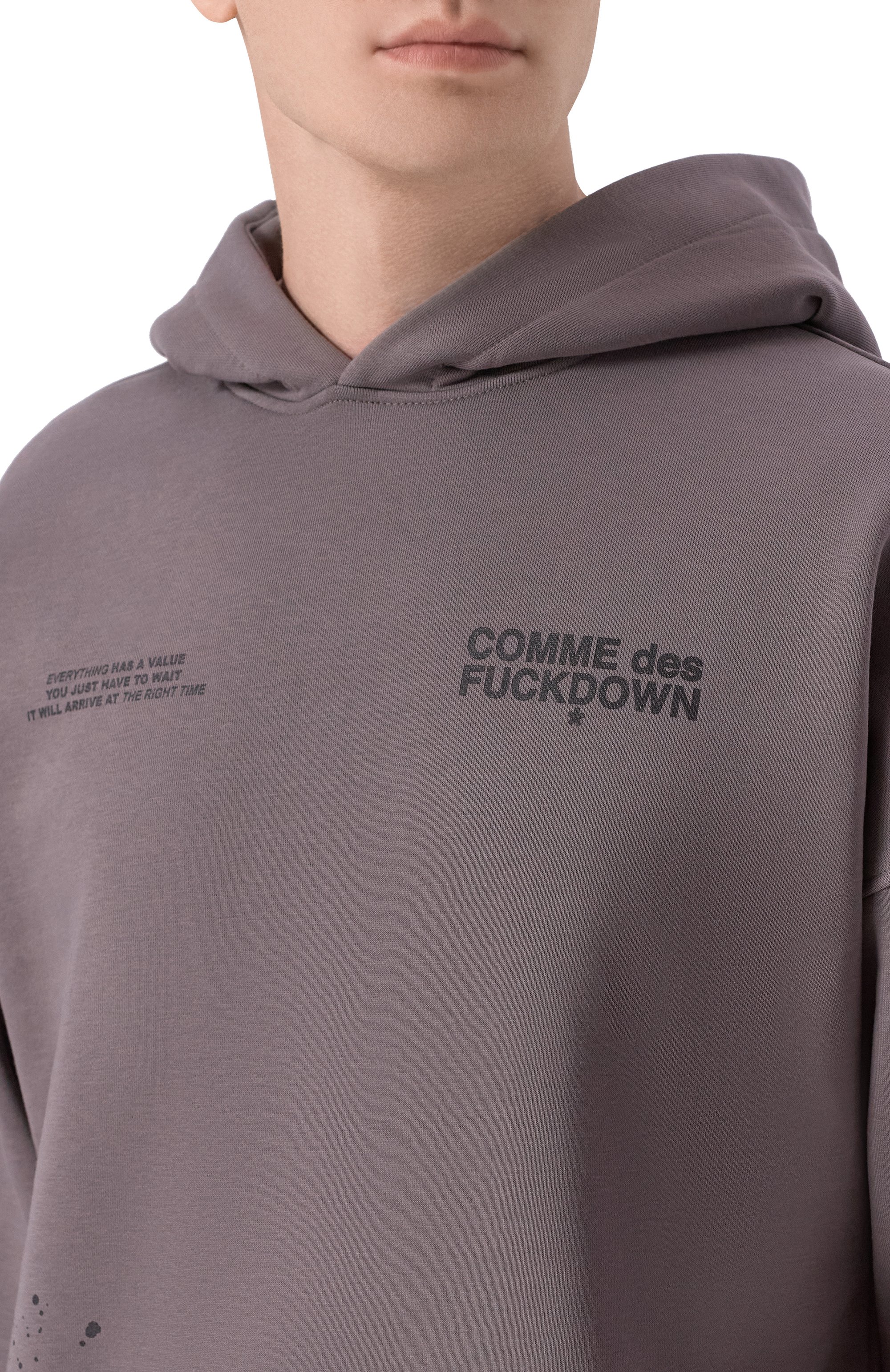 Хлопковое худи COMME DES FUCKDOWN серого цвета по цене 12950 руб., арт. CFABM01747, фото 5 Хлопковое худи COMME DES FUCKDOWN, арт. CFABM01747, фото 5