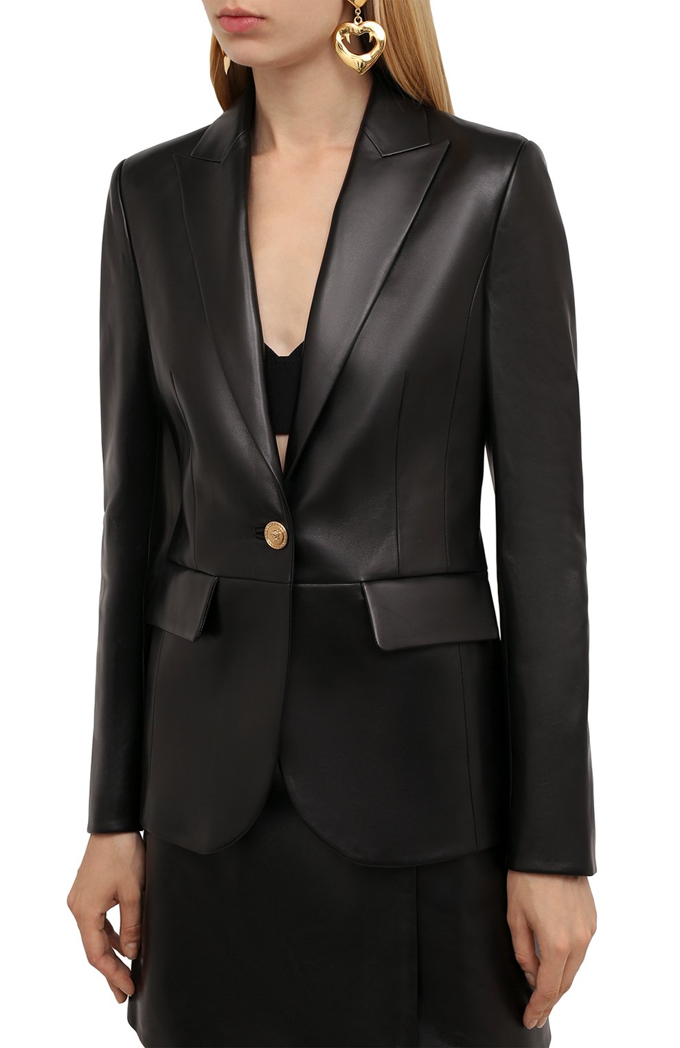 Кожаный жакет VERSACE черного цвета по цене 423500 руб., арт. 1001337/1A01007, фото 3 Кожаный жакет VERSACE, арт. 1001337/1A01007, фото 3