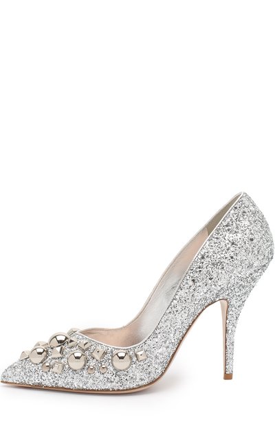 Туфли с глиттером и заклепками на шпильке MIU MIU, арт. 5I242B/36B, фото 3