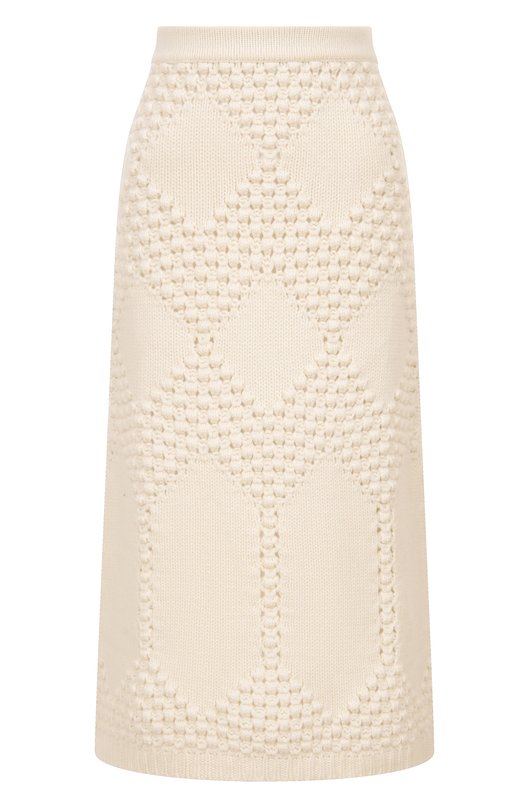 Юбка из шерсти и кашемира Elie Saab SK240NF25/CK011 Кремовый SK240NF25/CK011