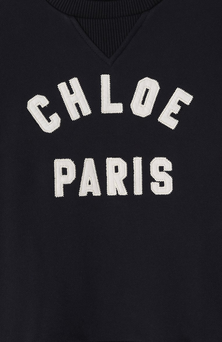 Детский хлопковый свитшот CHLOÉ темно-синего цвета, арт. C20481 | Фото 3 (Рукава: Длинные; Девочки Кросс-КТ: Свитшот-одежда; Материал внешний: Хлопок; Автоматизация ТО: Проставлено; Автоматизация состава: Проставлено; Ростовка одежда: 4 года | 104 см, 13 - 15 лет | 158 см, 5 лет | 110 см, 7 лет | 122 см, 12 лет | 152 см, 9 лет | 134 см)