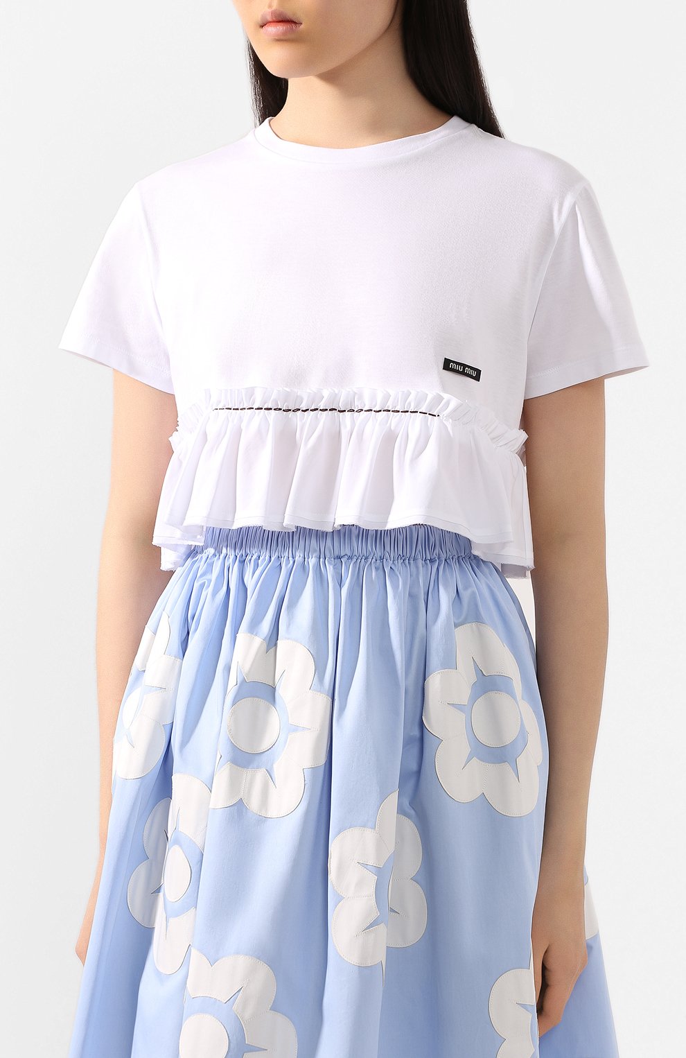 Хлопковая футболка MIU MIU, арт. MJN218-1CPS-F0009, фото 3