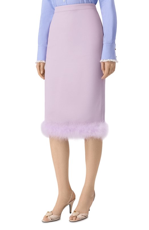 Юбка из шерсти и шелка Valentino 8B3RAEJ1/1CF Фиолетовый  8B3RAEJ1/1CF Фото 3