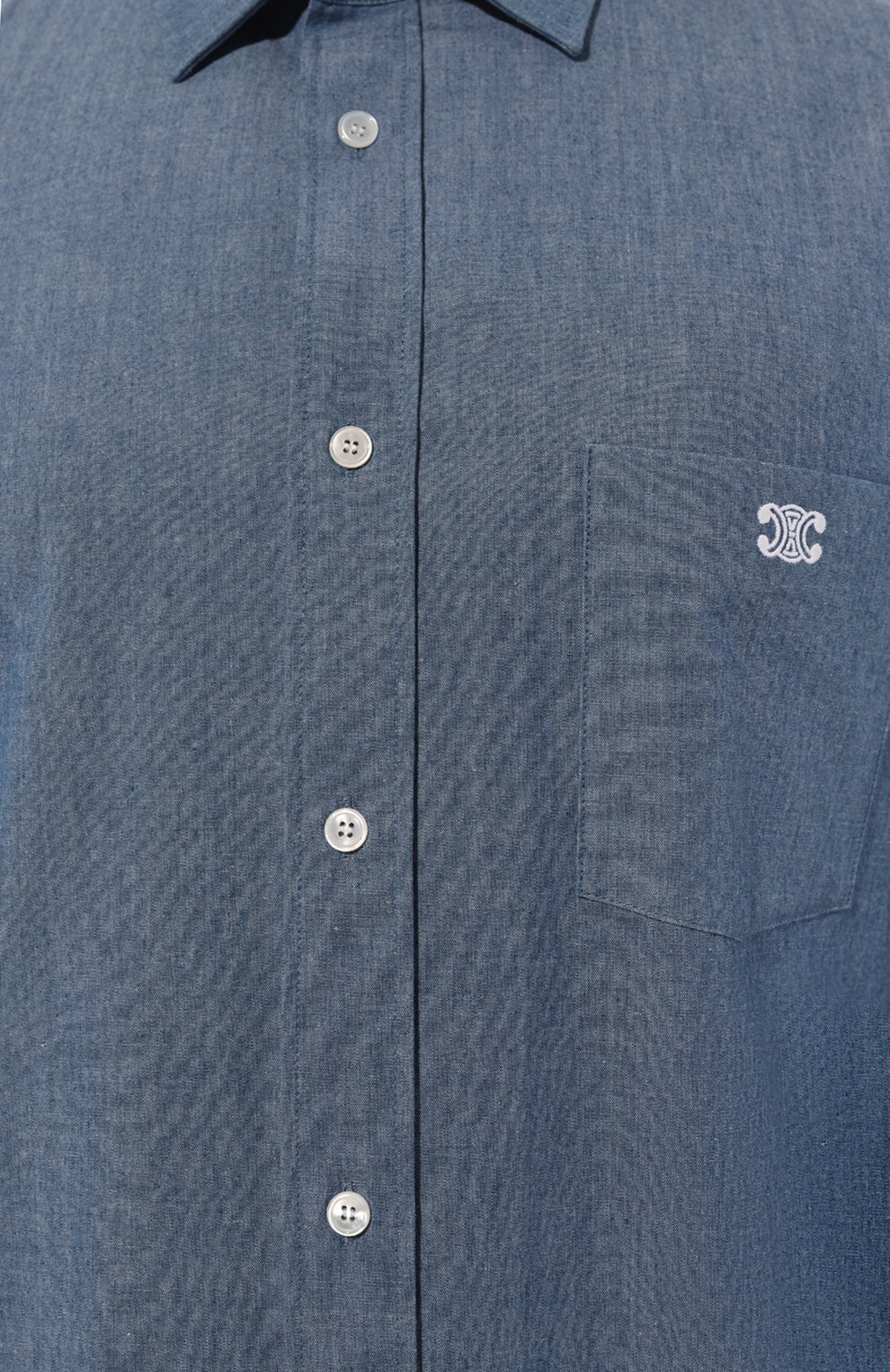 Хлопковая рубашка CELINE синего цвета по цене 89950 руб., арт. 2C14A363E, фото 5 Хлопковая рубашка CELINE, арт. 2C14A363E, фото 5