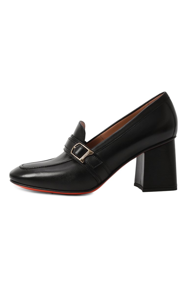 Женские кожаные туфли SANTONI черного цвета, арт. WDCG71240SX1NZZF | Фото 4 (Каблук высота: Высокий; Материал внешний: Натуральная кожа; Подошва: Плоская; Материал внутренний: Натуральная кожа; Каблук тип: Устойчивый)