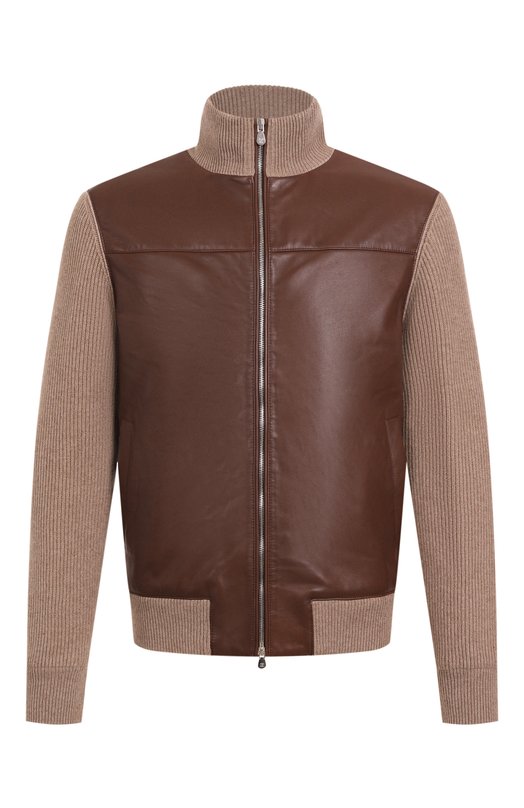 Комбинированный кардиган Brunello Cucinelli MPWIN2059 Коричневый MPWIN2059