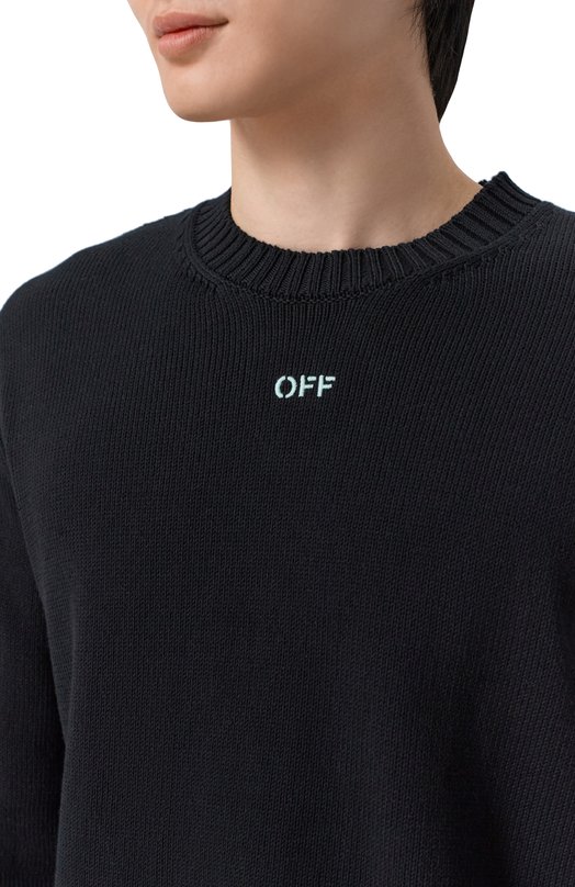 Хлопковый свитер Off-White 0MHE087S26KNI001 Чёрный  0MHE087S26KNI001 Фото 5