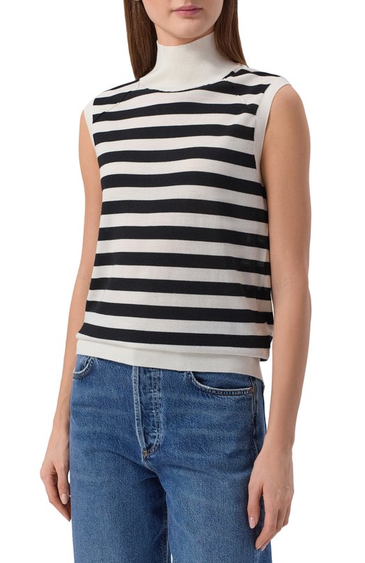 Шерстяной топ BOSS 50544998 Чёрно-белый  50544998 Фото 3