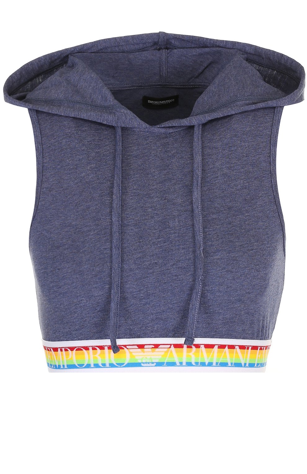 Хлопковый кроп-топ с капюшоном EMPORIO ARMANI, арт. 163923/8P217, фото 1