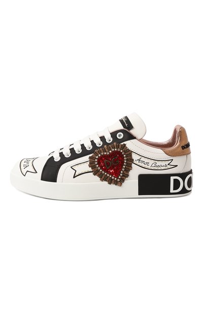 Кожаные кеды portofino с отделкой DOLCE & GABBANA, арт. CK1544/AZ138, фото 4