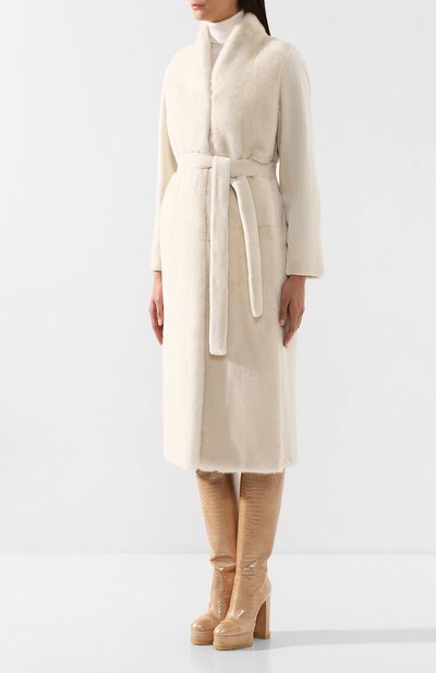 Шуба из меха норки с поясом YVES SALOMON, арт. 7WYM75720VLVR, фото 3