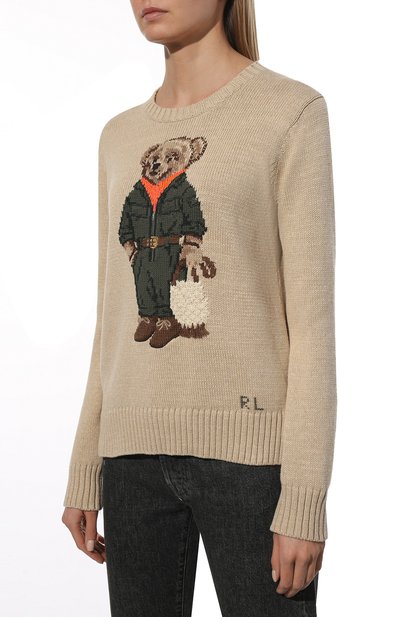 Хлопковый свитер POLO RALPH LAUREN светло-бежевого цвета по цене 52700 руб., арт. 211856736, фото 3 Хлопковый свитер POLO RALPH LAUREN, арт. 211856736, фото 3