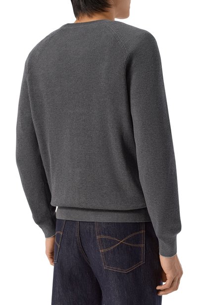 Хлопковый джемпер BRUNELLO CUCINELLI темно-серого цвета по цене 136500 руб., арт. M29400100, фото 4 Хлопковый джемпер BRUNELLO CUCINELLI, арт. M29400100, фото 4