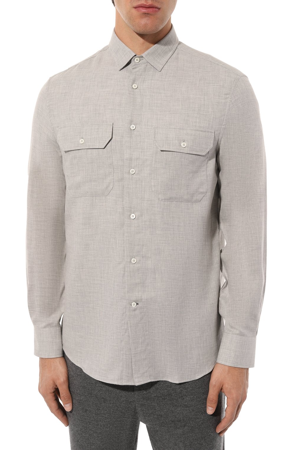 Рубашка из хлопка и кашемира BRUNELLO CUCINELLI, арт. MY6120626, фото 3
