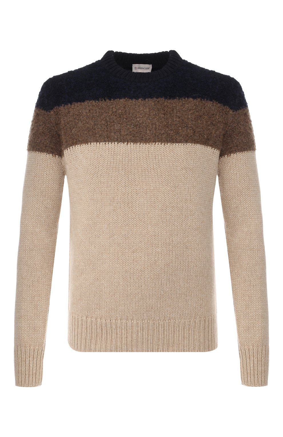 Шерстяной свитер с принтом MONCLER бежевого цвета по цене 36250 руб., арт. D2-091-90307-00-999CW, фото 1 Шерстяной свитер с принтом MONCLER, арт. D2-091-90307-00-999CW, фото 1
