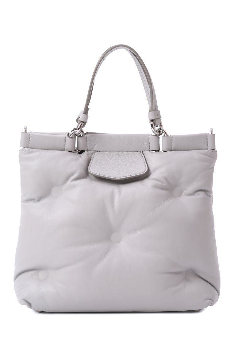 Женская сумка glam slam small MAISON MARGIELA светло-серого цвета, арт. S56WD0133/P4300 | Фото 6 (Материал: Натуральная кожа; Материал сплава: Проставлено; Ремень/цепочка: На ремешке; Размер: small; Дра�гоценные камни: Проставлено)