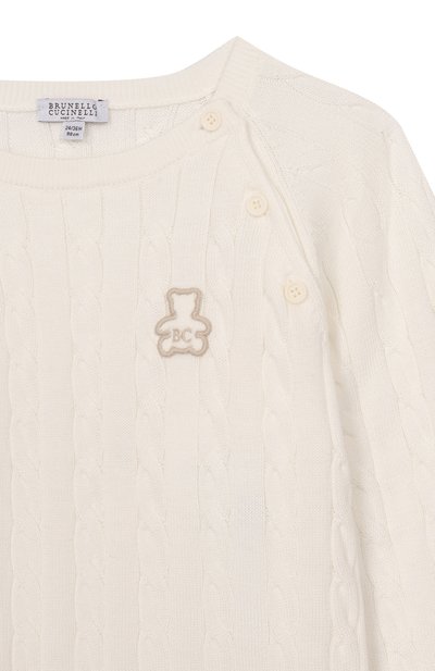 Хлопковый джемпер BRUNELLO CUCINELLI кремового цвета по цене 62750 руб., арт. B29M0800S, фото 3 Хлопковый джемпер BRUNELLO CUCINELLI, арт. B29M0800S, фото 3