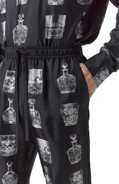 Мужские шелковые домашние брюки DOLCE & GABBANA черного цвета, арт. GVCRAT/HI1V0 | Фото 5 (Длина (брюки, джинсы): Стандартные; Материал внешний: Шелк; Материал сплава: Проставлено; Драгоценные камни: Проставлено; Кросс-КТ: домашняя одежда)