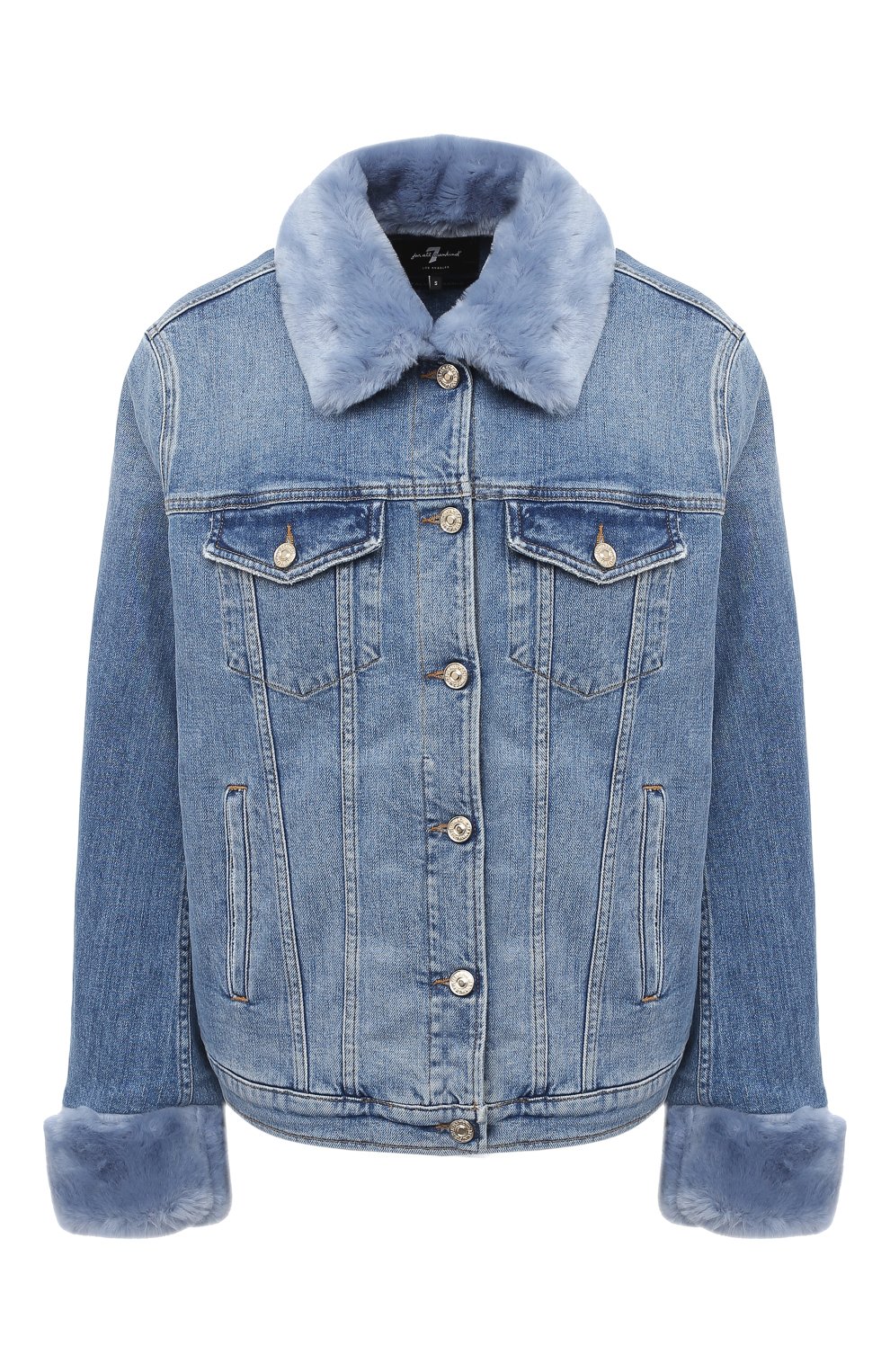 Джинсовая куртка 7 FOR ALL MANKIND голубого цвета по цене 33450 руб., арт. JSCMK8500P, фото 1 Джинсовая куртка 7 FOR ALL MANKIND, арт. JSCMK8500P, фото 1