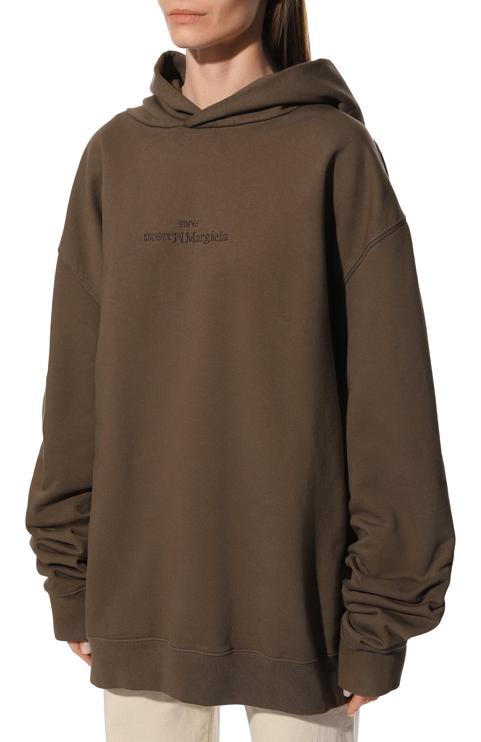 Хлопковое худи MAISON MARGIELA хаки цвета по цене 82100 руб., арт. S50GU0197/S25520, фото 3 Хлопковое худи MAISON MARGIELA, арт. S50GU0197/S25520, фото 3