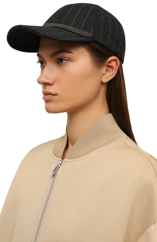 Шерстяная бейсболка Brunello Cucinelli MCAP90051 Серый  MCAP90051 Фото 2