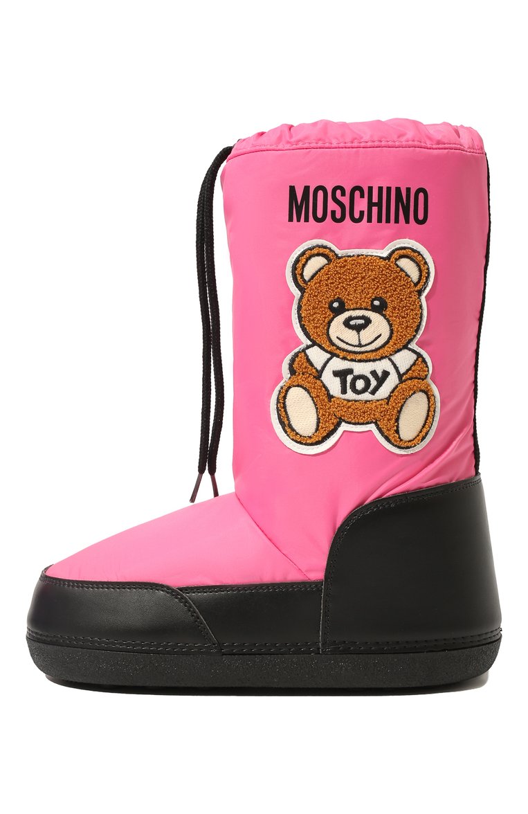 Детские сапоги MOSCHINO розового цвета, арт. 71889 VAR.4/36-41 | Фото 2 (Материал внешний: Текстиль; Материал внутренний: Текстиль; Нос: Не проставлено; Девочки Кросс-КТ: Обувь-зимняя)