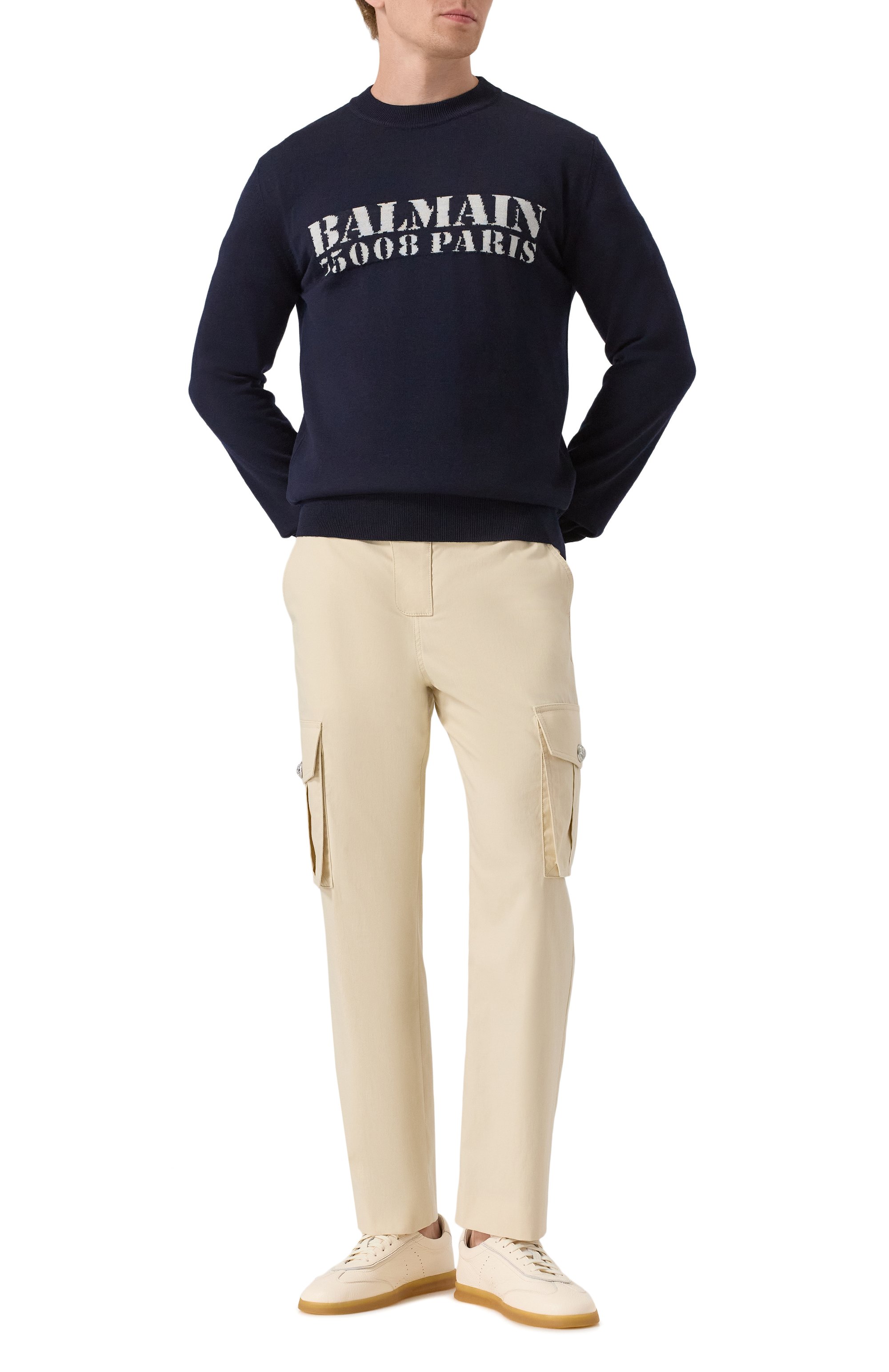 Хлопковые брюки-карго BALMAIN кремового цвета по цене 112000 руб., арт. FH1PM095/CG15, фото 2 Хлопковые брюки-карго BALMAIN, арт. FH1PM095/CG15, фото 2