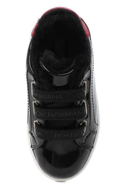 Кожаные кеды с меховой отделкой DOLCE & GABBANA, арт. D10876/A7037/24-28, фото 4