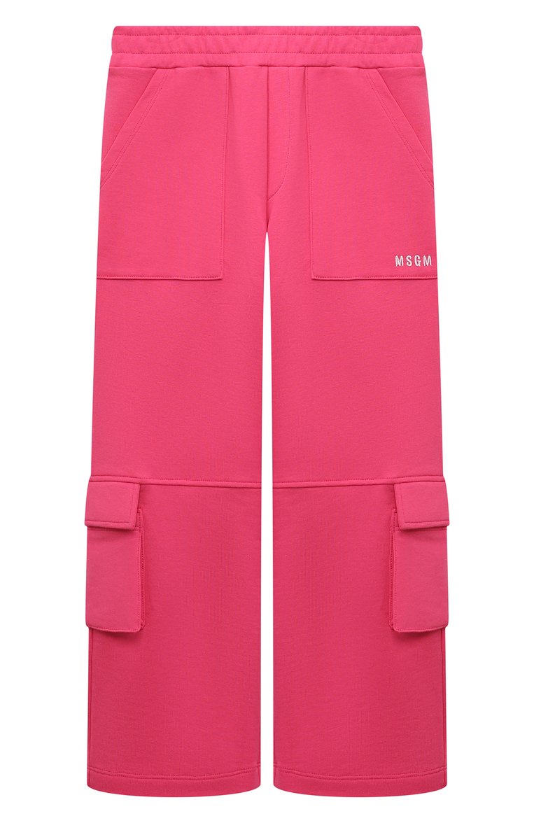 Детские хлопковые брюки-карго MSGM KIDS фуксия цвета, арт. S4MSJUFP019 | Фото 1 (Материал внешний: Хлопок; Нос: Не проставлено; Случай: Повседневный)