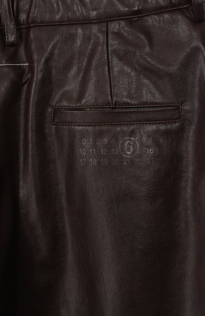 Брюки из экокожи MM6 коричневого цвета по цене 26950 руб., арт. M60994/MM08L, фото 3 Брюки из экокожи MM6, арт. M60994/MM08L, фото 3