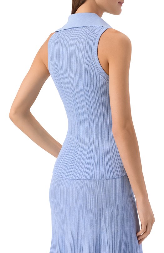 Топ из хлопка и шелка Agnona KT11020E/7Q180PE Голубой  KT11020E/7Q180PE Фото 4