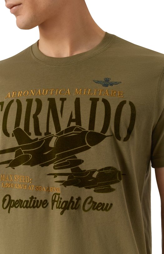 Хлопковая футболка Aeronautica Militare 251TS2405J641 Хаки  251TS2405J641 Фото 5