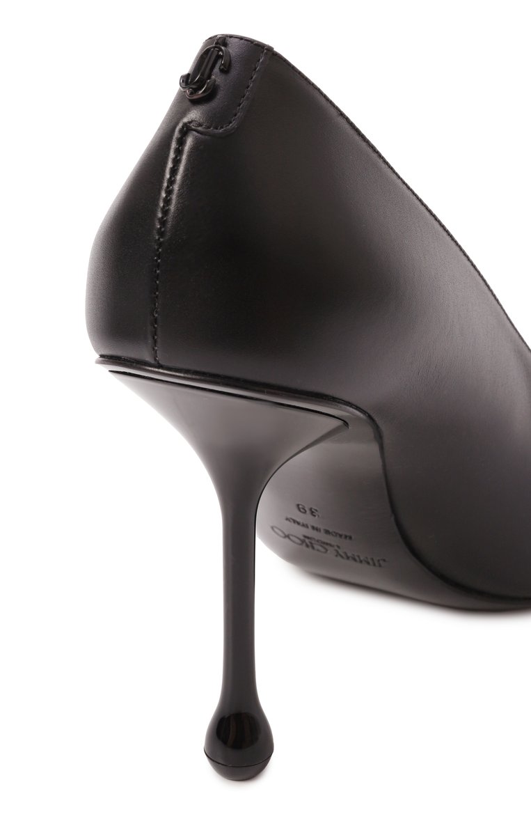 Женские кожаные туфли ixia 95 JIMMY CHOO черного цвета, арт. IXIA 95/CLF | Фото 7 (Драгоценные камни: Проставлено; Материал внешний: Натуральная кожа; Каблук высота: Высокий; Материал сплава: Проставлено; Материал внутренний: Натуральная кожа; Подошва: Плоская; Каблук тип: Фигурный)