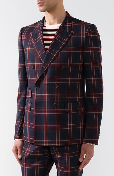 Шерстяной костюм в клетку с двубортным пиджаком GUCCI, арт. 473208/Z544D, фото 2