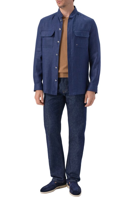 Куртка-рубашка изо льна и кашемира Stefano Ricci MDJ6100050/C167HA Синий  MDJ6100050/C167HA Фото 2